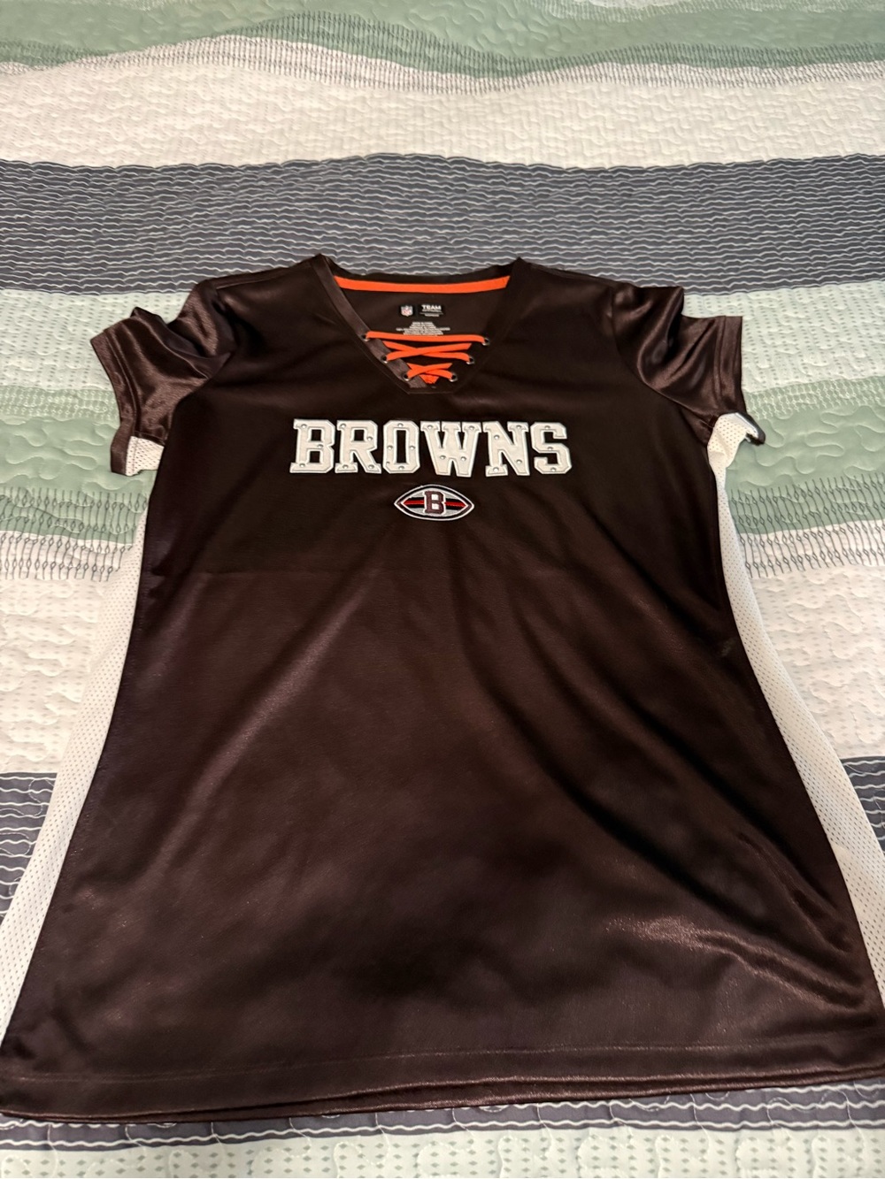 Cleveland Browns Women's Lace-Up Jersey Top - Brown & Orange